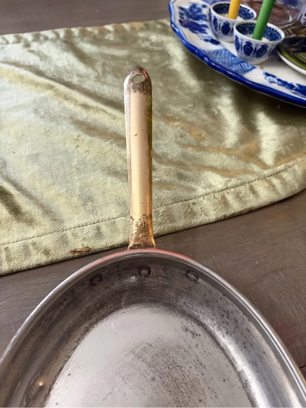 Copper-Tone Stainless Interior Fry Pan with Long Handle